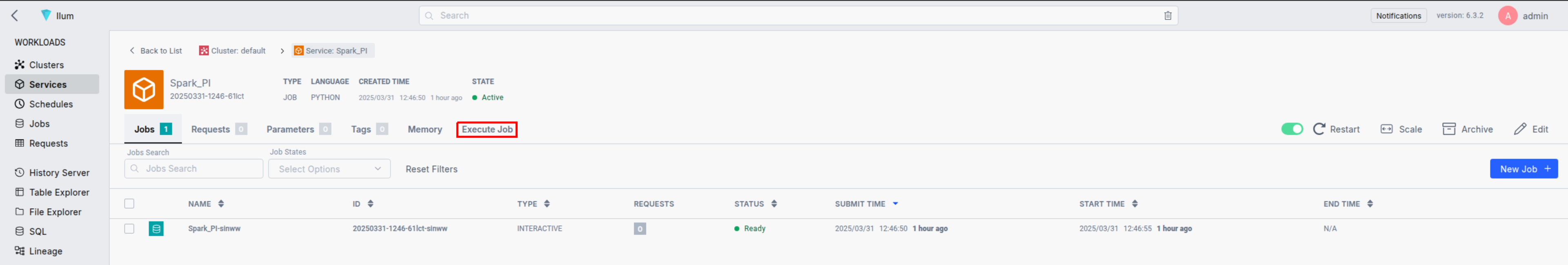 Execute Interactive Spark Job in Ilum UI