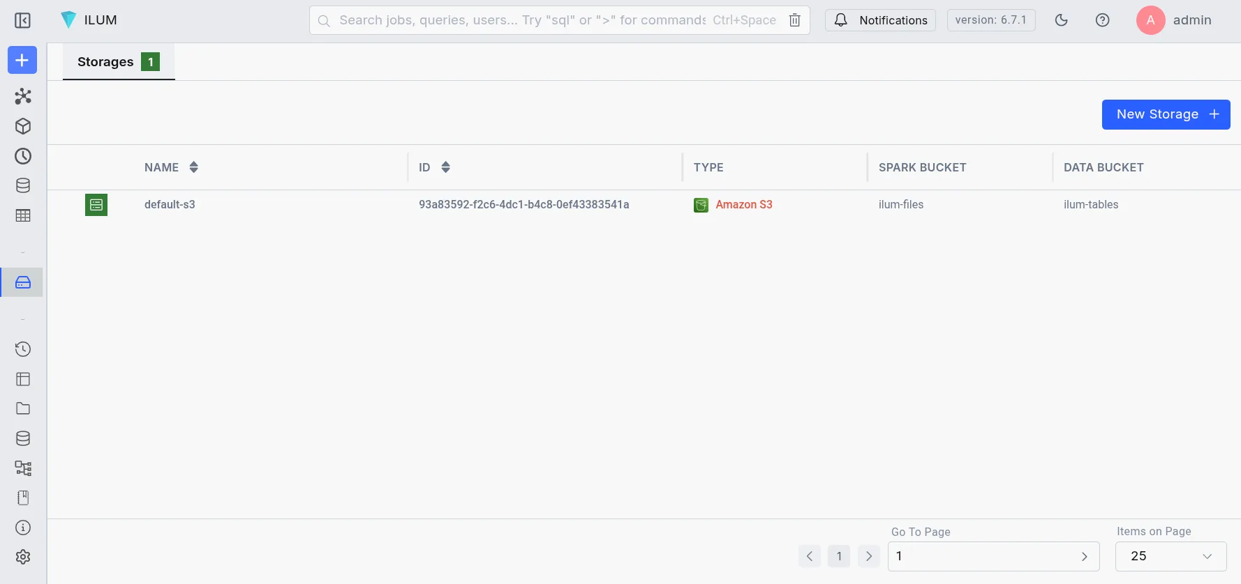 Storage list view