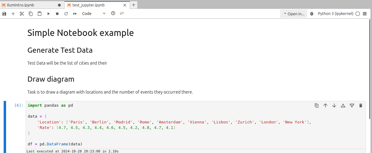 Jupyter notebook running PySpark interactively against an Ilum cluster